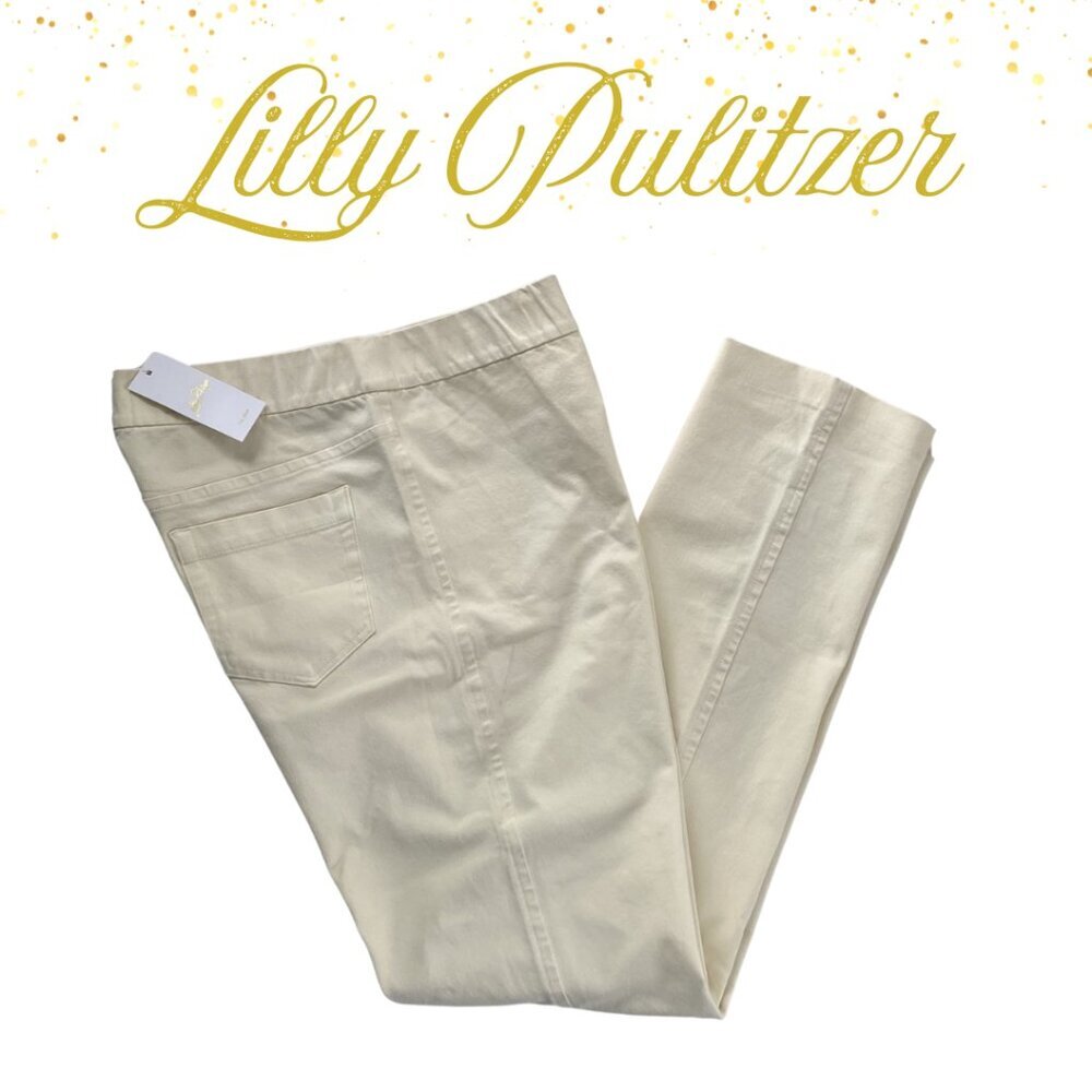 NWT - Lilly Pulitzer Declynn Creme Brulee Stretch Pants #014793, Size 16, #347
